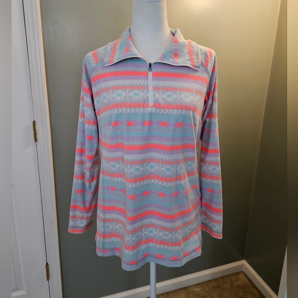 Columbia Gray and Pink Aztec Patterned Pullover Jacket Women's Size Large L